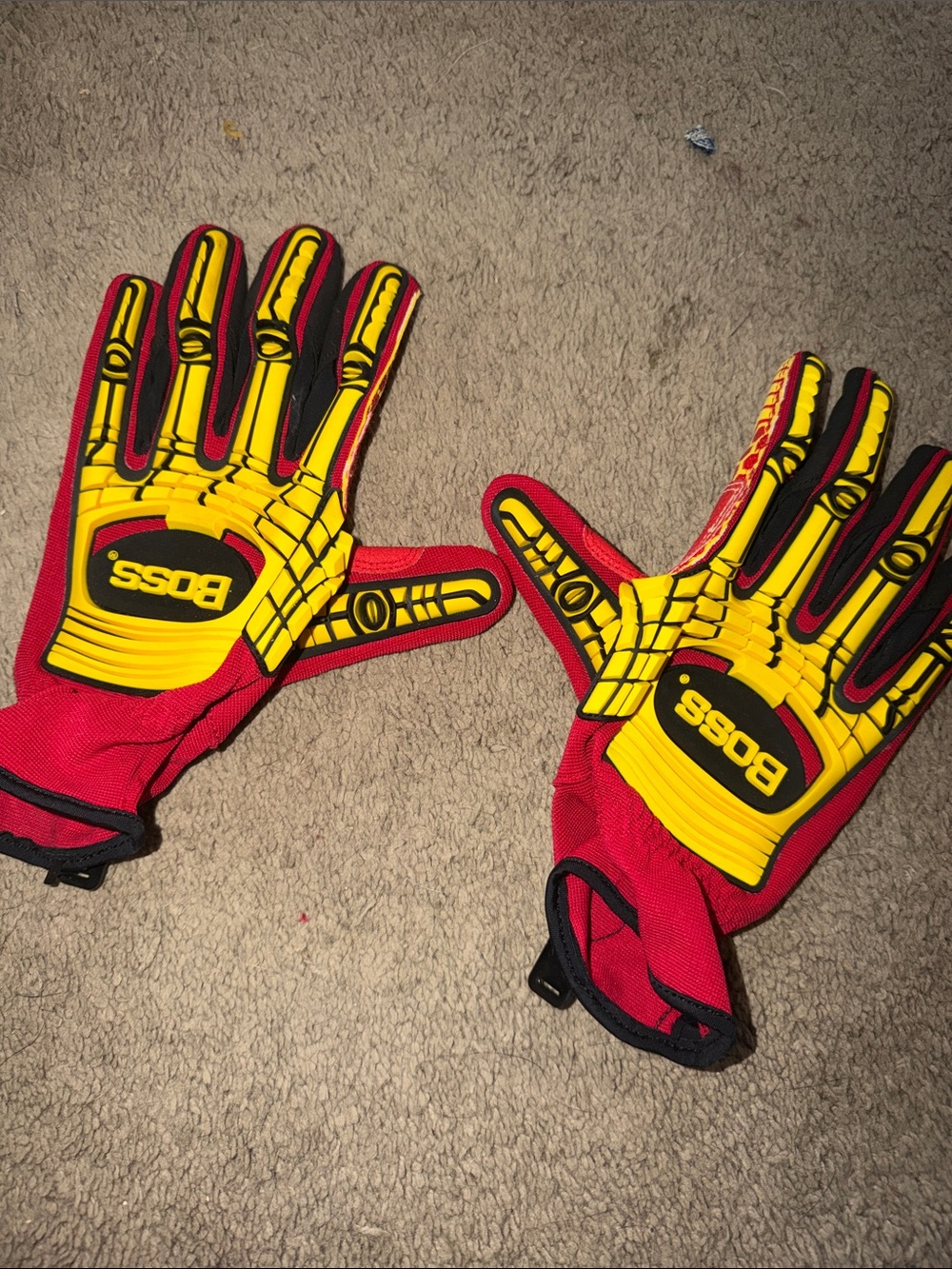 Boss Red and Yellow Safety (thick protection) Work Gloves